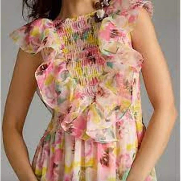 Anthropologie MISA Reversible Ruffled Dress XS NEW